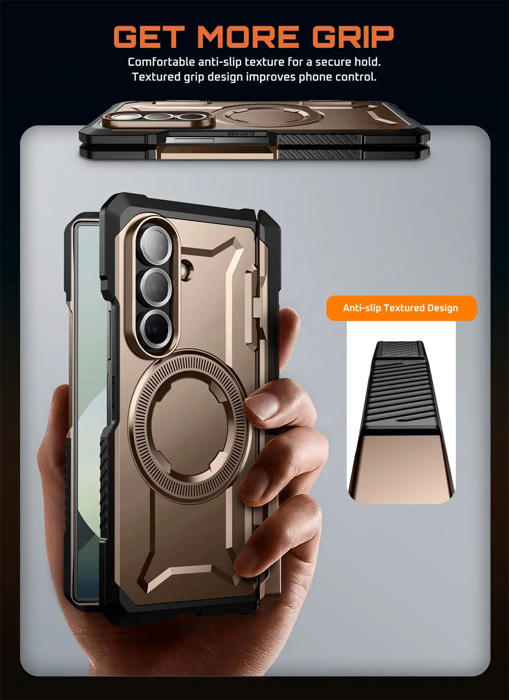 For Samsung Galaxy Z Fold 7 Case UB Grip Anti-Scratch Heavy Duty Rugged  Phone Case with Screen Protector