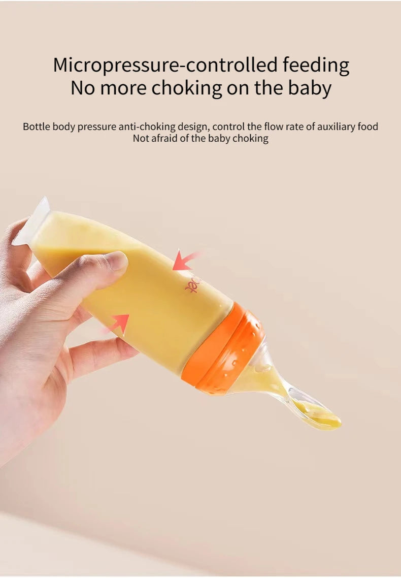 Silicone Squeezing Bottle, Newborn Baby Training, Rice Spoon, Infant Cereal Food Supplement Feeder, Dishwasher Safe