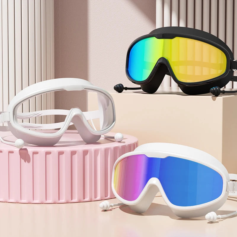 Swimming Goggles Big Frame Swimming Goggles Big Frame HD Wide View Anti-Fog UV Protection Swimming Goggles for No Leaking