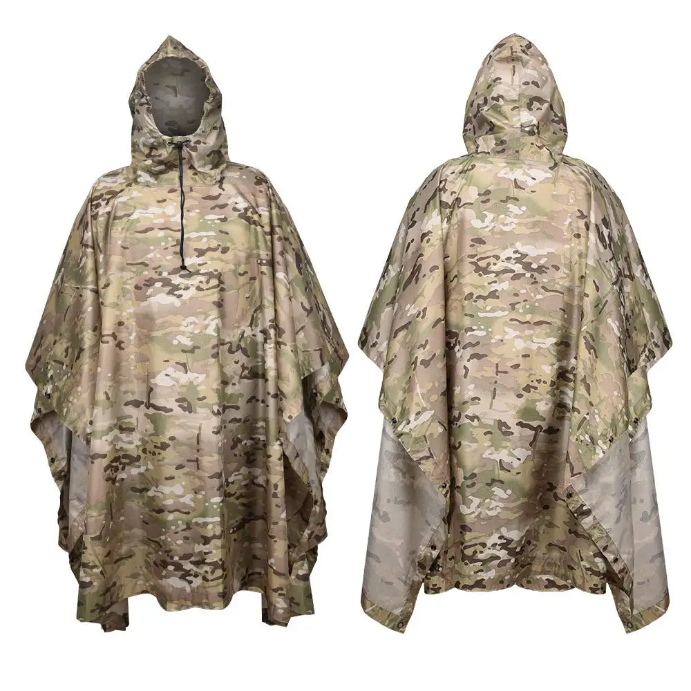 Camouflage Waterproof Folding Rain Poncho with Storage Bag for Adults