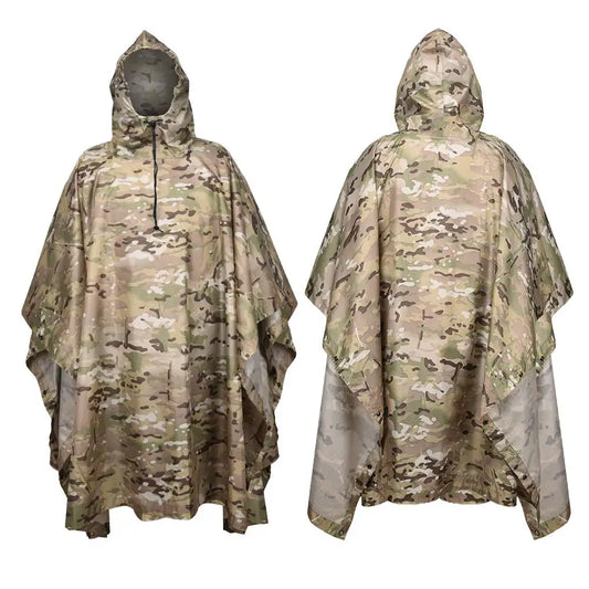 Camouflage Waterproof Folding Rain Poncho with Storage Bag for Adults