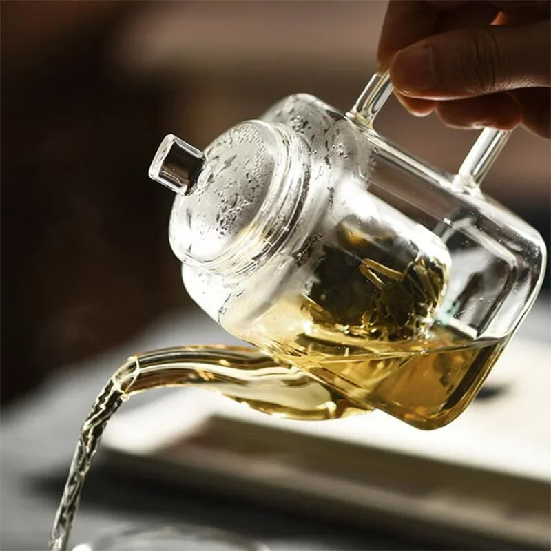 Japanese Square Glass Tea Pot with Infuser Thickened Borosilicate Kung Fu Tea Set 300ml
