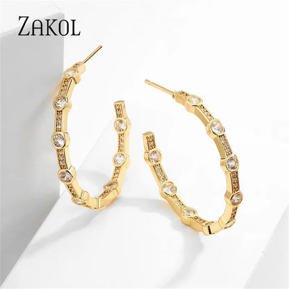 Trendy Big Round Crystal Circle Hoop Earrings