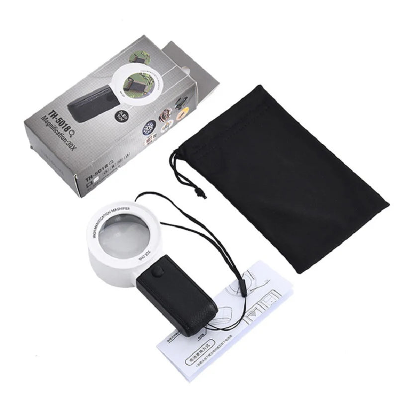 30X LED UV Magnifying Glass Handheld Loupe Dual Lens