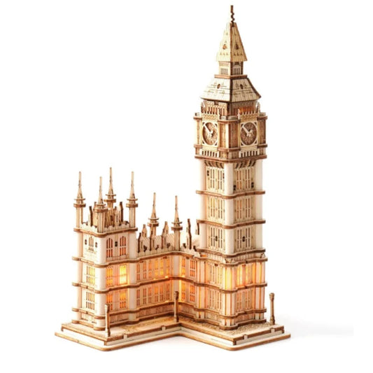 3D Wooden Puzzle Game Big Ben,Tower Bridge for Children Adult Gift DIY With Light