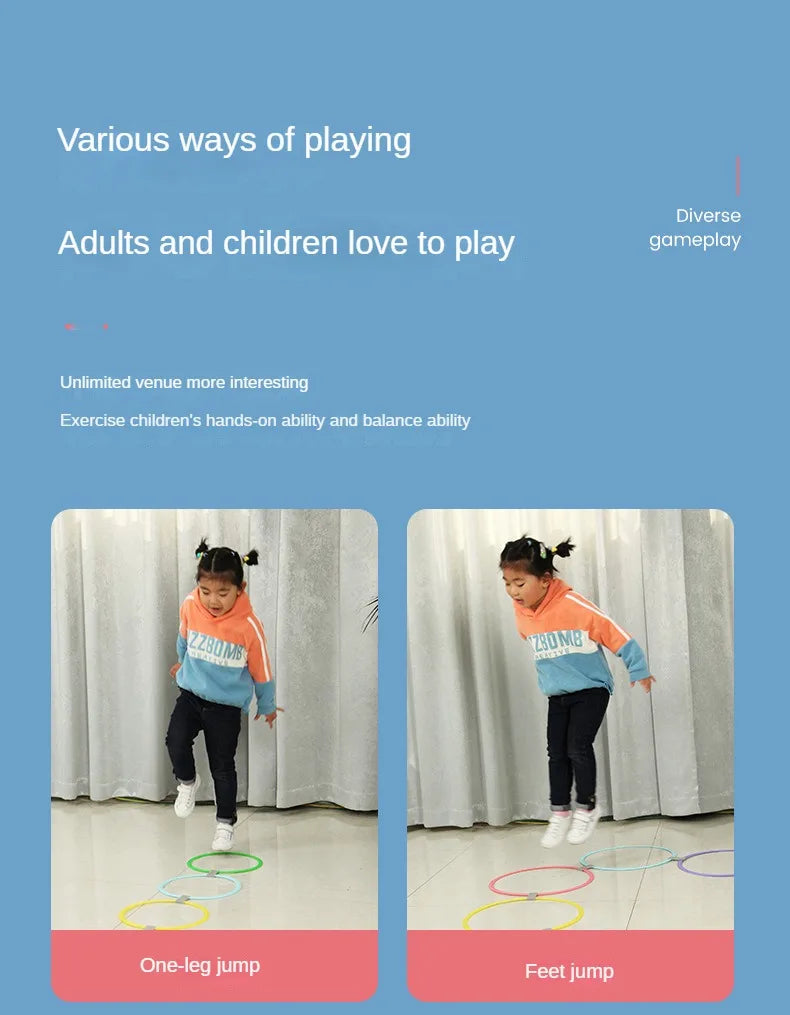 Outdoor s Funny Physical Training Sport Toys Lattice Jump Ring Set Game 10 Hoops 10 Connectors for Park Play Boys Girls