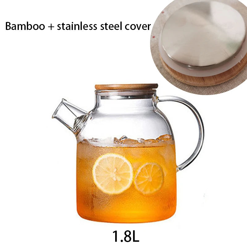 1L/1.8L Borosilicate Glass Teapot Set Clear Teapots With Cup Removable Filter Spout Drinkware For Loose Leaf Blooming Tea