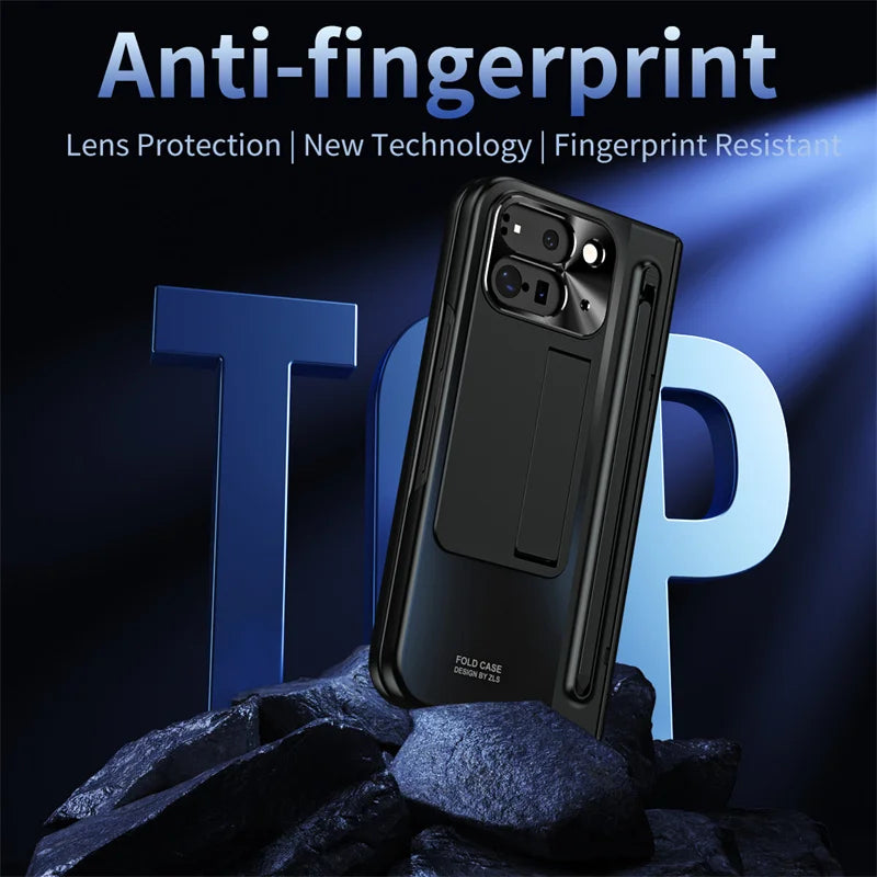 Electroplated Frosted lens Protection Tempered Glass Film Phone Case for Google Pixel 9 Pro Folding Hinge Phone Case