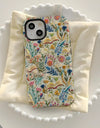 Romantic Wildflower Boho Embroidery Phone Case for iPhone 16 15 Pro Max Plus – 2 in 1 Hard Protection