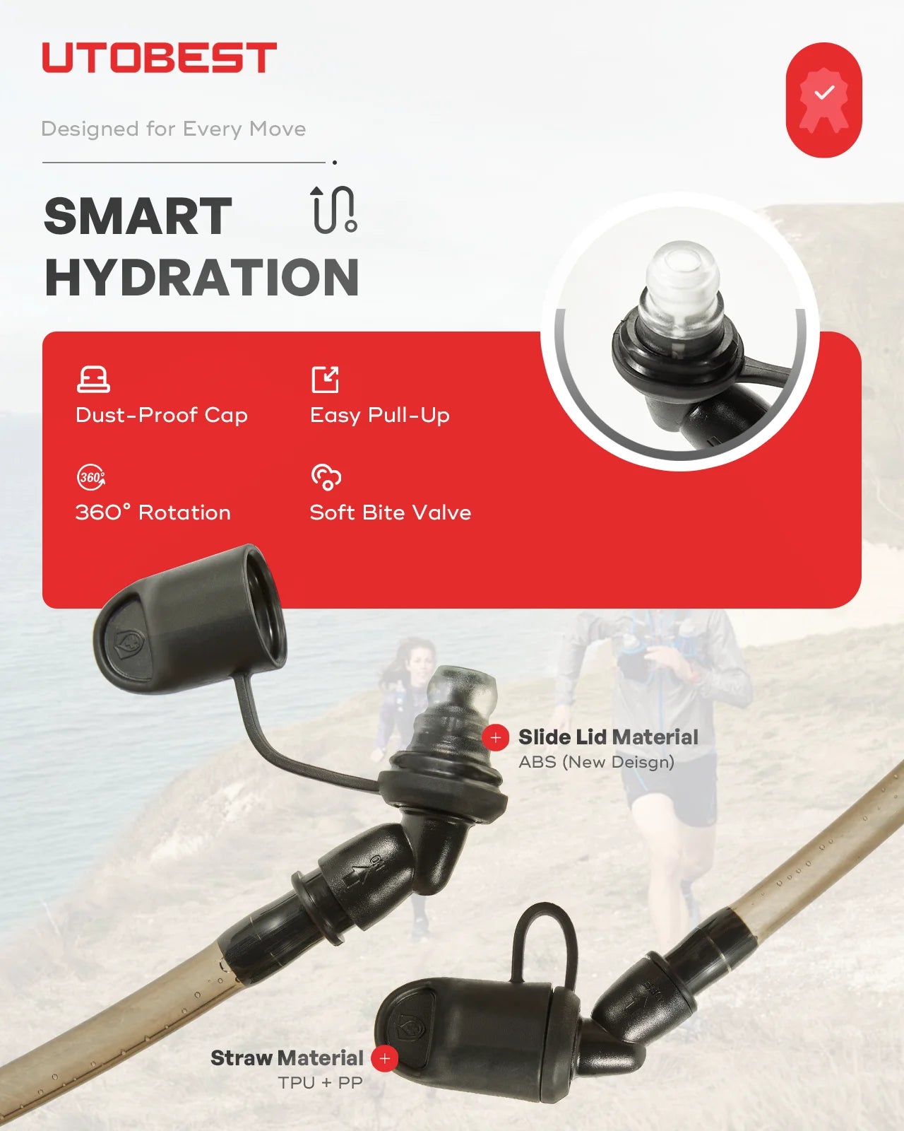 Completely Odorless 2L/3L Water Bladder Double Layerad Hydration Reservoir Water Bag for Camping Cycling Hiking