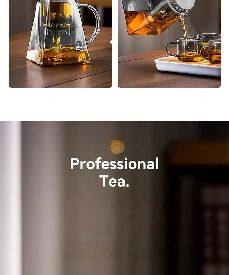 High Borosilicate Glass Tea Pot with One Touch Tea Separation Filter 1000ml
