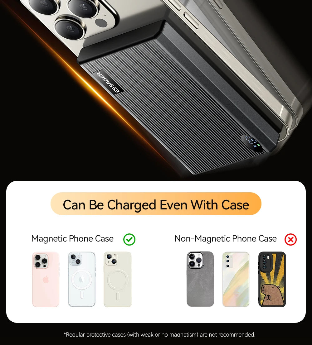 10000mAh Magnetic Power Bank 20W PD Wireless Fast Charging Slim Portable Charger for iPhone MagSafe