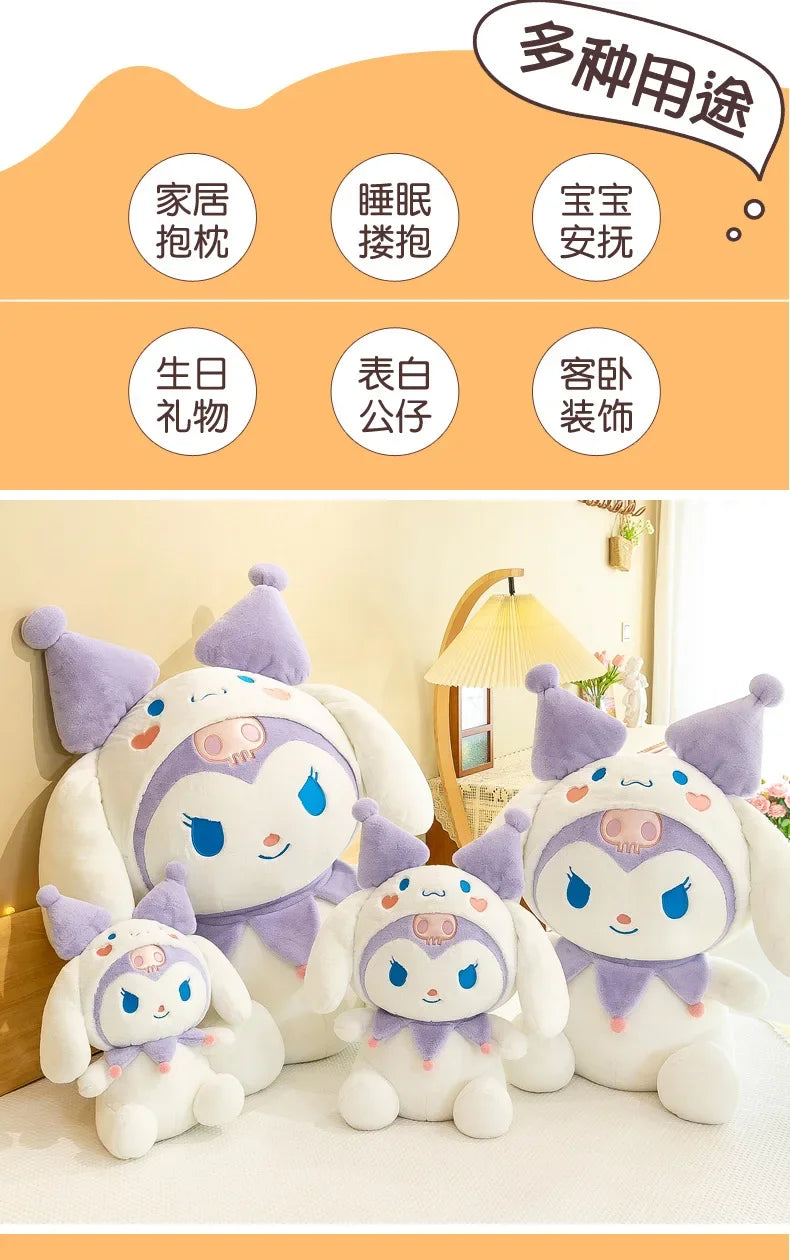 SanrioTransformation Kuromi Cinnamoroll Big Size Plush Doll Kawaii Plushies Soft Stuffed Toy Pillow Children Girls Birthday Gift