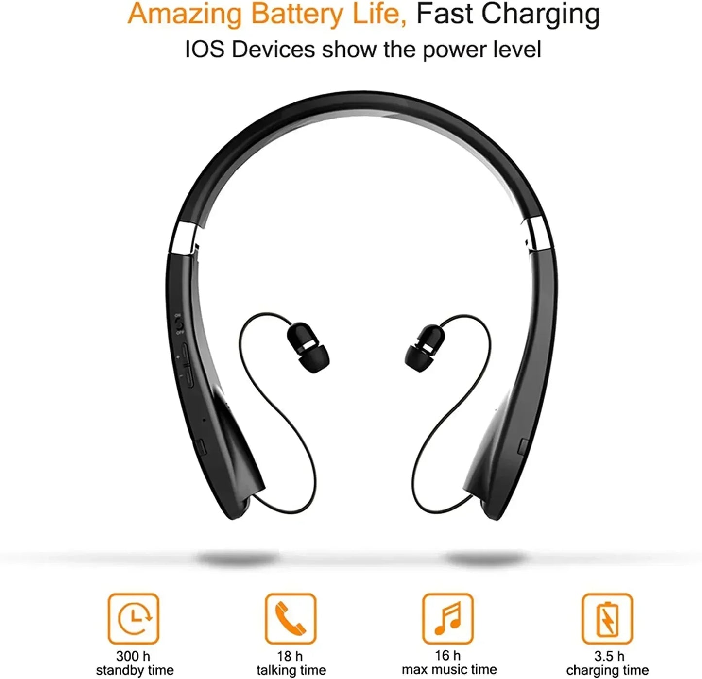 Xiaomi SX-991 Wireless Bluetooth Headset Neckband Foldable Headphones Retractable Earbuds Noise Cancelling Hifi Stereo Earphones