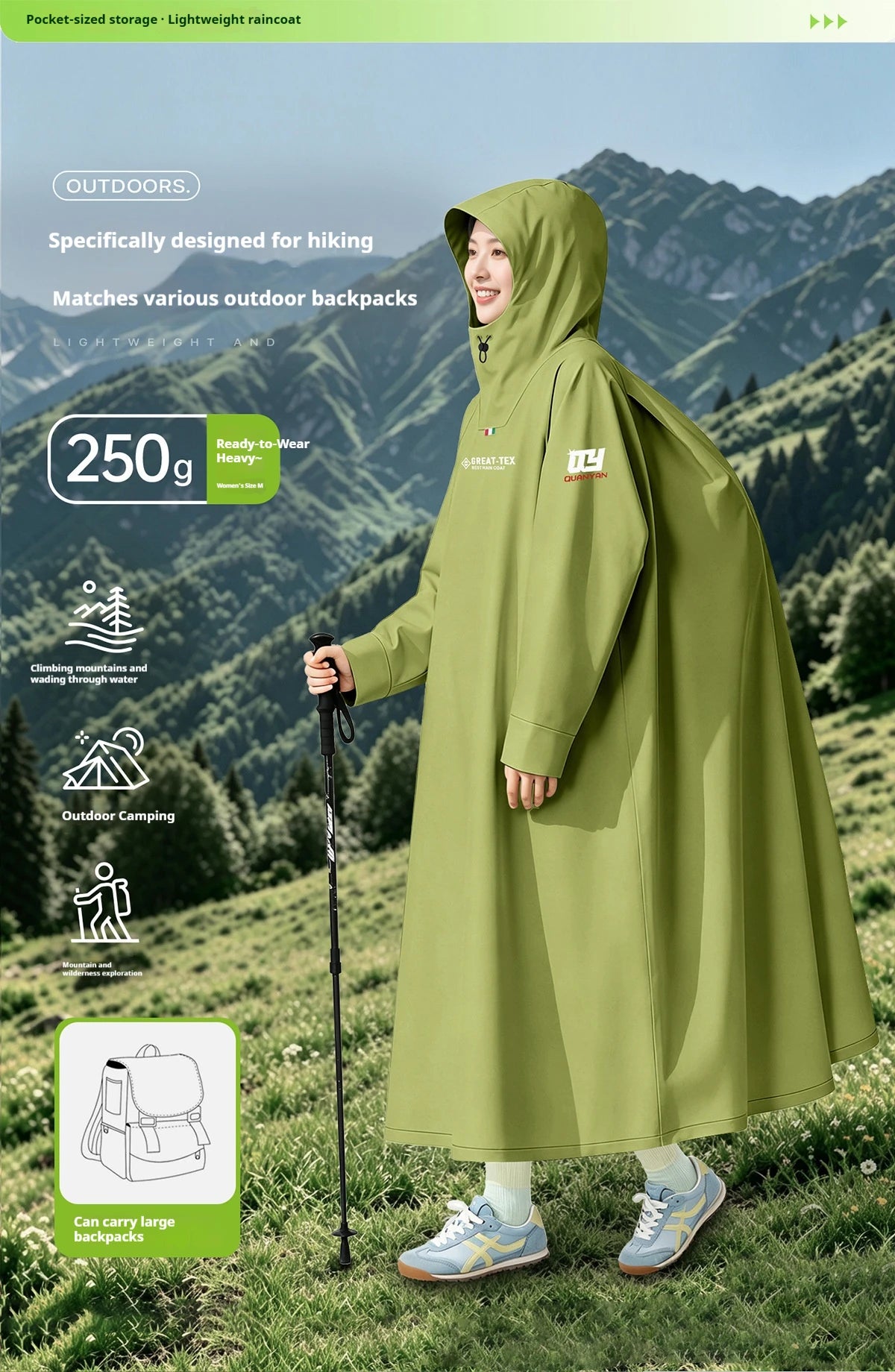 Full Body Waterproof Rain Poncho for Electric Scooter and Cycling