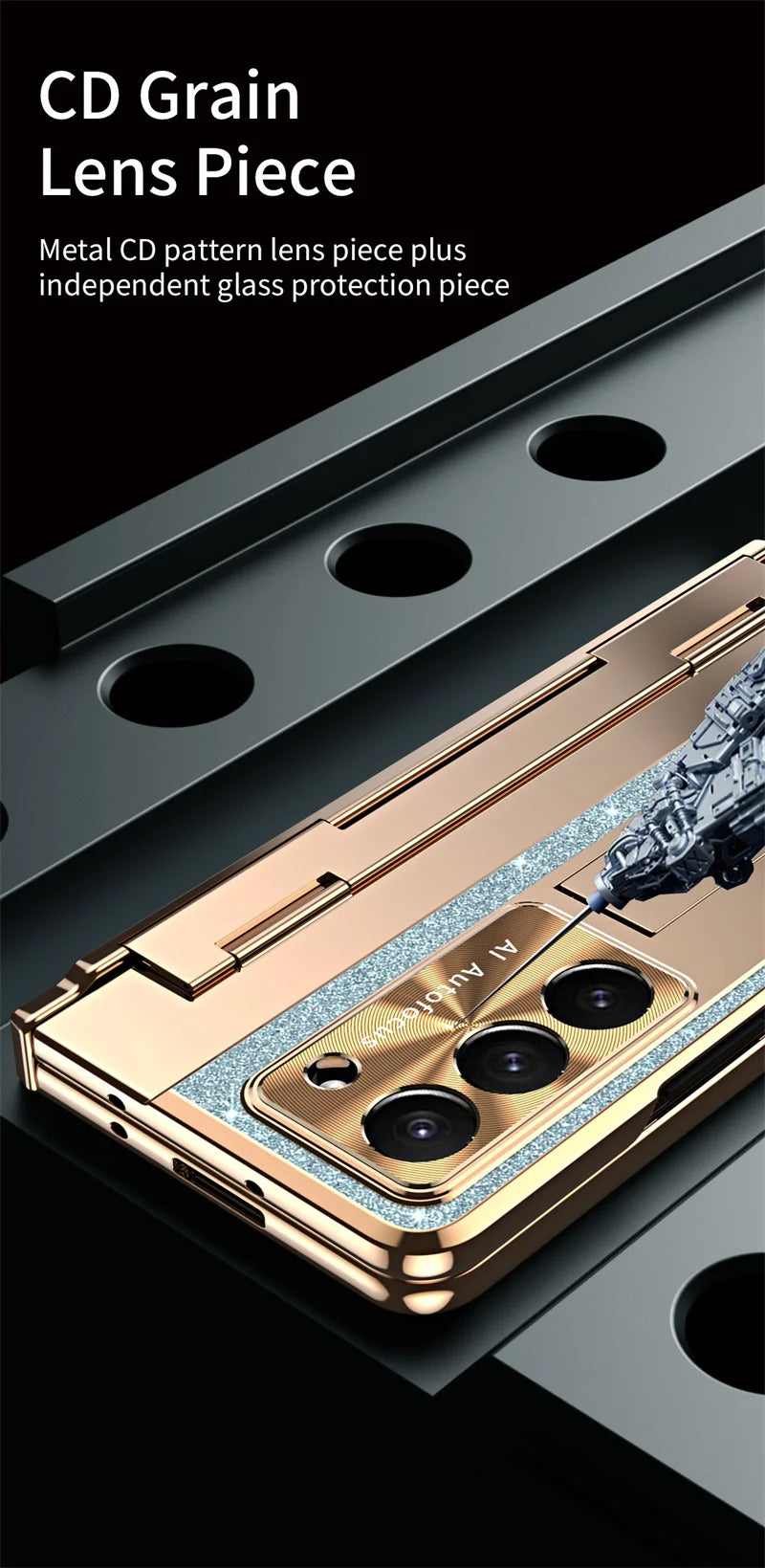 Luxury Flip Leather PC Integrated Phone Case For Samsung Galaxy Z Fold 3 4 5 6 Glitter Series With Holder Phone Protective Case