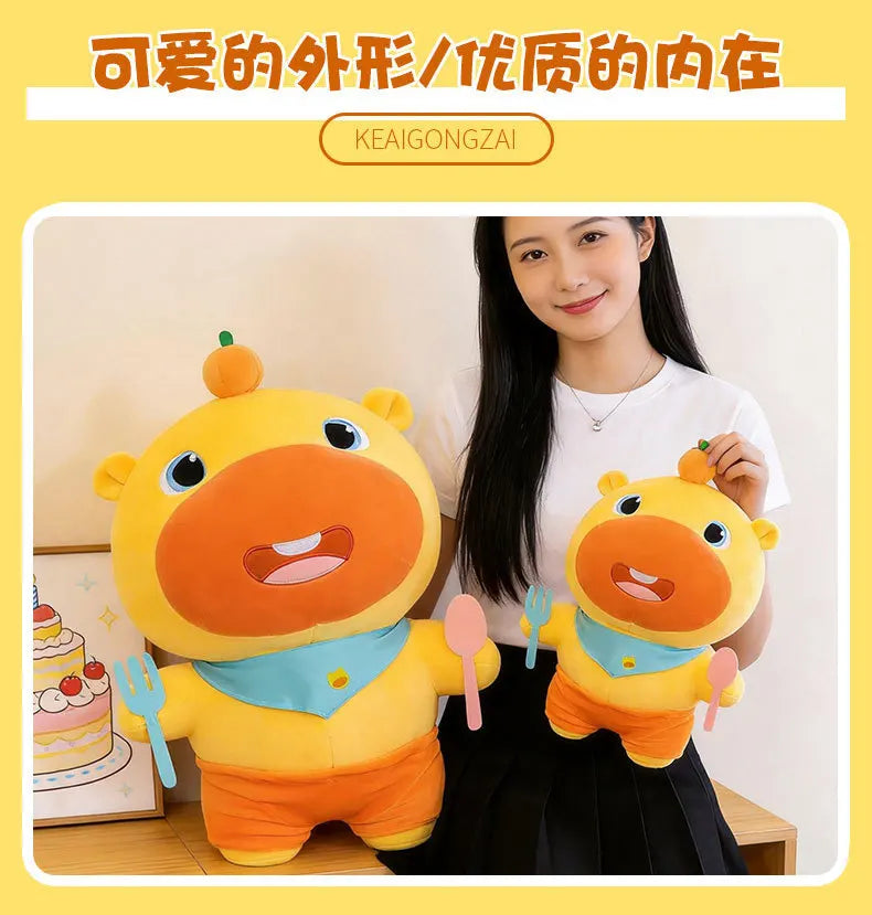 Capybara Lulu Plush Toy With Fork Spoon Soft Stuffed Animal