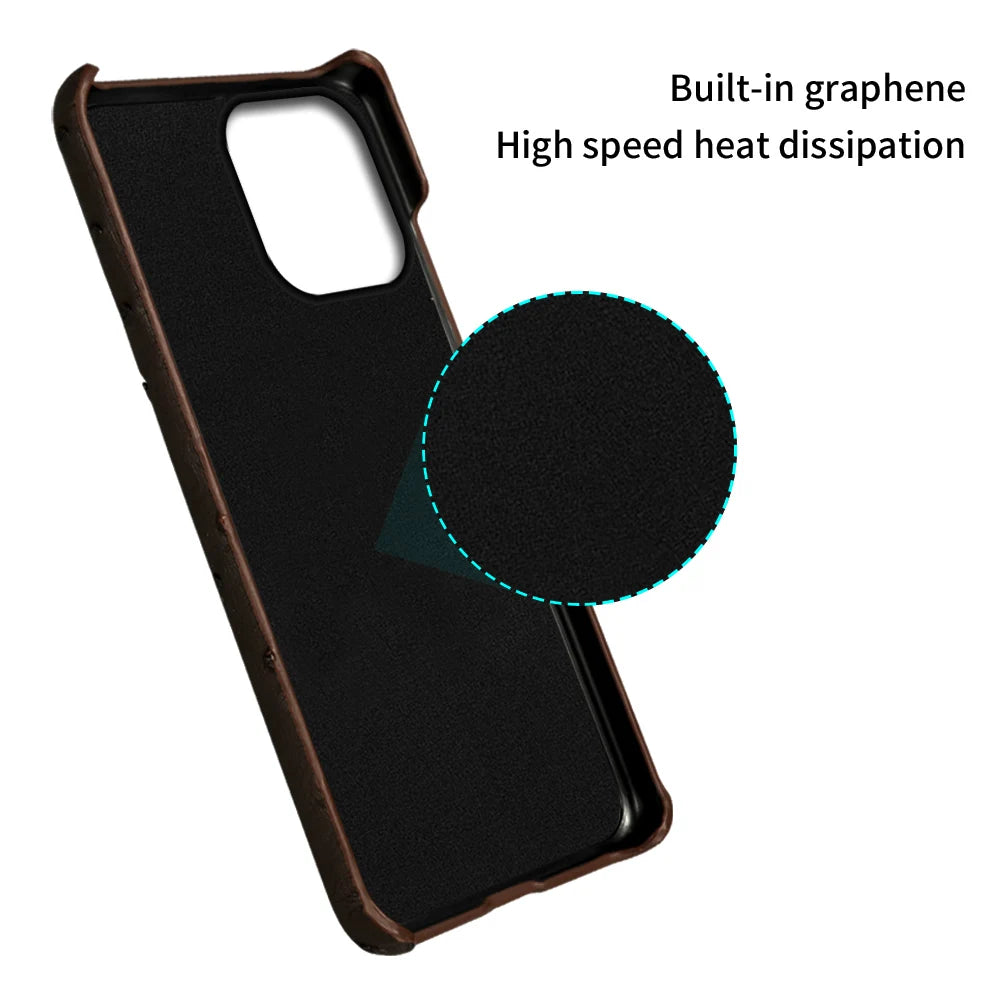 100% Natural Ostrich Leather Phone Case for iPhone 16 15 14 Pro Max 14Pro 16 Plus 15Pro 16Pro luxury Back Cover