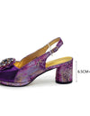 Purple Shoe and Bag Set for Party in Women  African Shoe and Bags Set for Party Elegant Rhinestone Wedding Shoes Bride