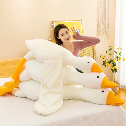 50-160cm Goose Stuffed Plush Cute Fluffy White Goose Plush Toy Kawaii Duck Sleep Pillow Cushion Soft Stuffed Animal Doll Gift