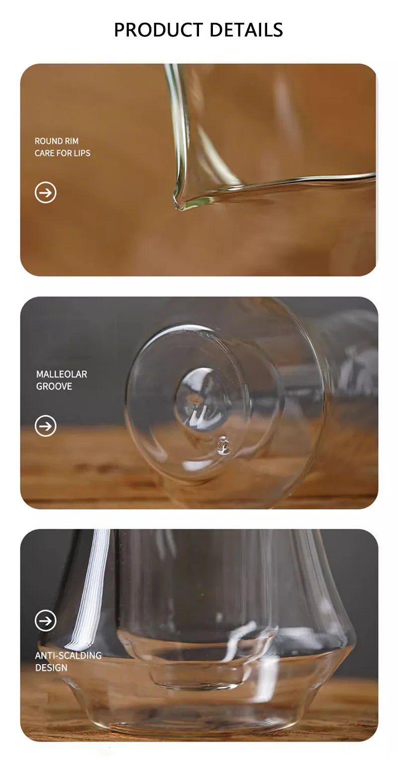 300ml Double-layer Glass Coffee Sharing Pot Transparent Hanging Ear Espresso Coffee Cup Heat Insulation Cold Coffee Sharing Tool