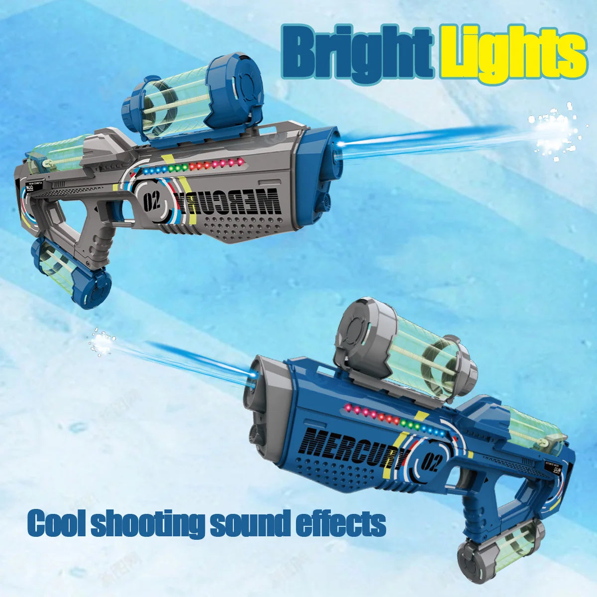 Summer Fully Automatic Electric Water Gun with Light Rechargeable Continuous Firing Party Game Kids Space Splashing Toy