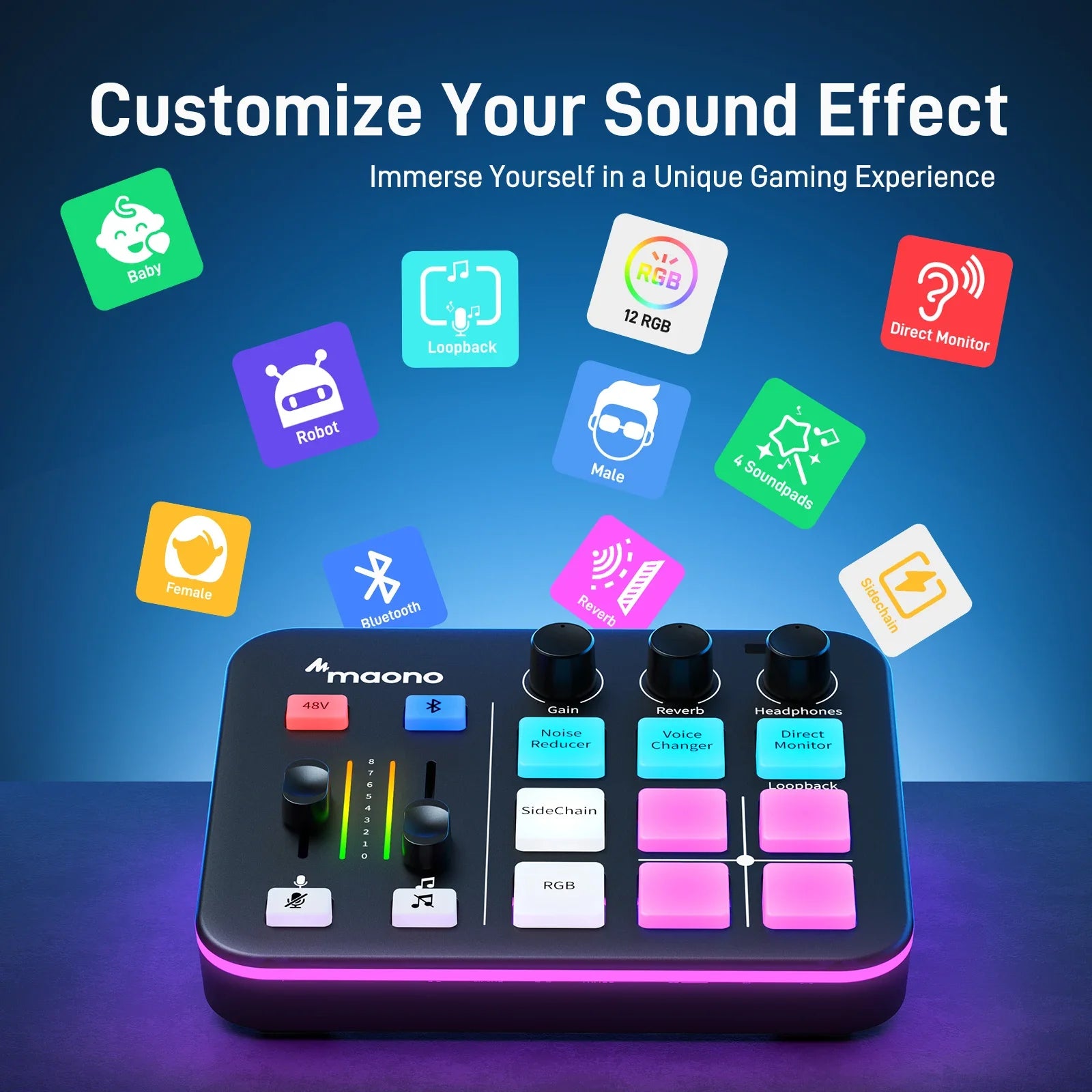 G1 NEO interfaz de audio Audio Mixer g1,Custom Sound Effects,XLR Audio Interface,for Gaming Voice,Podcast