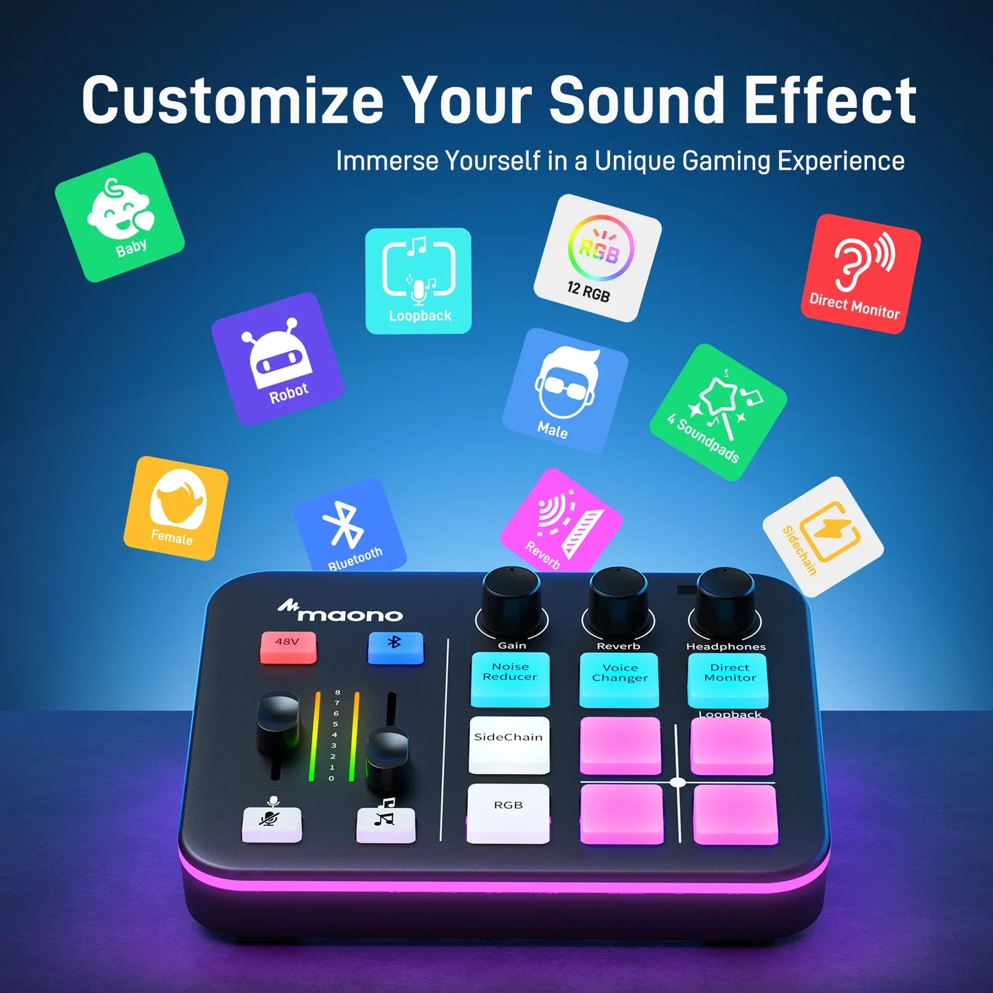 G1 NEO interfaz de audio Audio Mixer g1,Custom Sound Effects,XLR Audio Interface,for Gaming Voice,Podcast