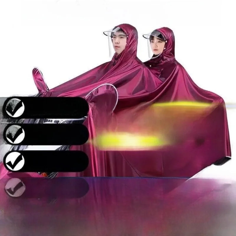 Large Double Person Waterproof Motorcycle Rain Poncho with Foot Coverage