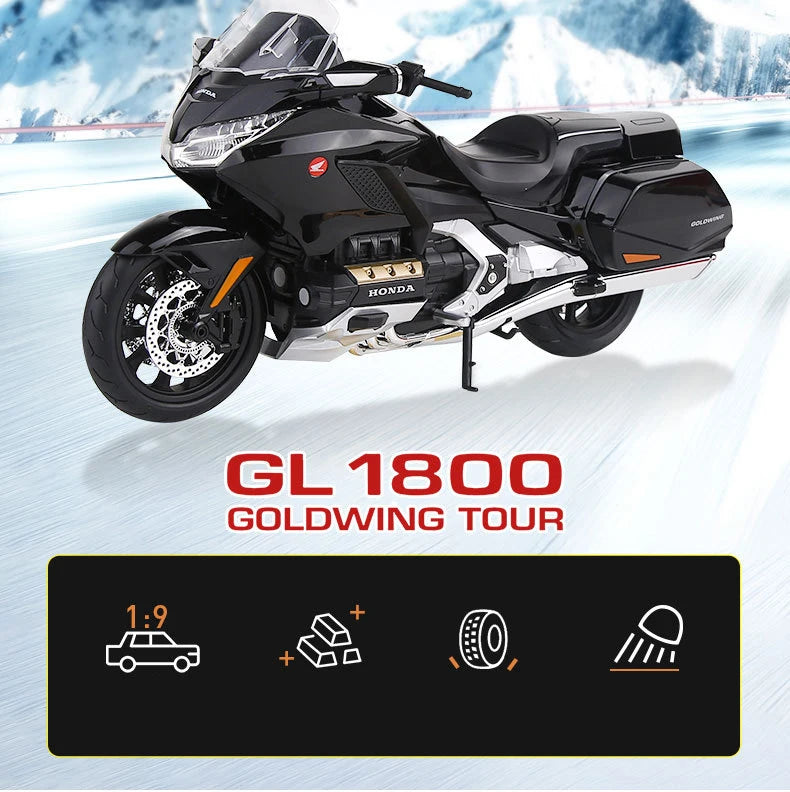 Diecast Honda Gold Wing GL1800 Touring Motorcycle Model 1 to 9 Scale