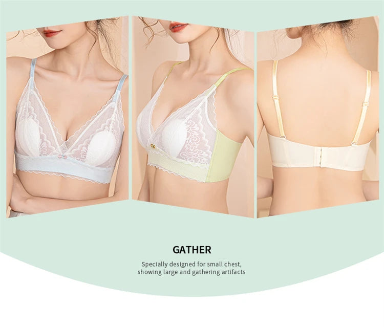 Women’s Lace Transparent Rabbit Ears Bra & Panties Set – Soft, Thin Push-Up Lingerie