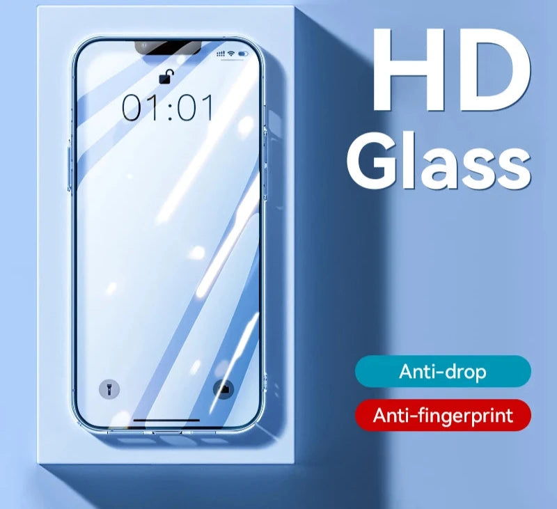 1/2/3pcs HD Glass Screen Protector for iPhone 16 15 14 13 12 Pro Max Full Screen Tempered Glass Protection for iPhone