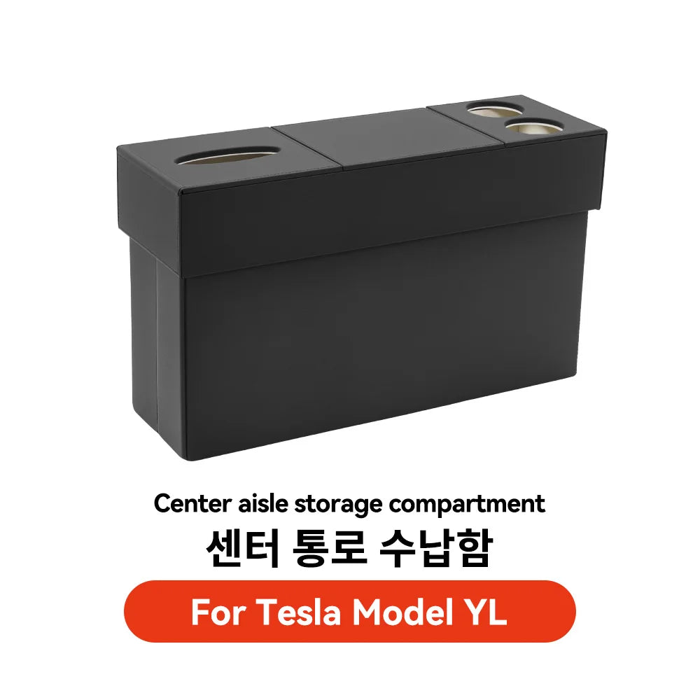 Second Row Aisle Storage Box for Tesla Model YL 6 Seater Multi Purpose Interior Organizer