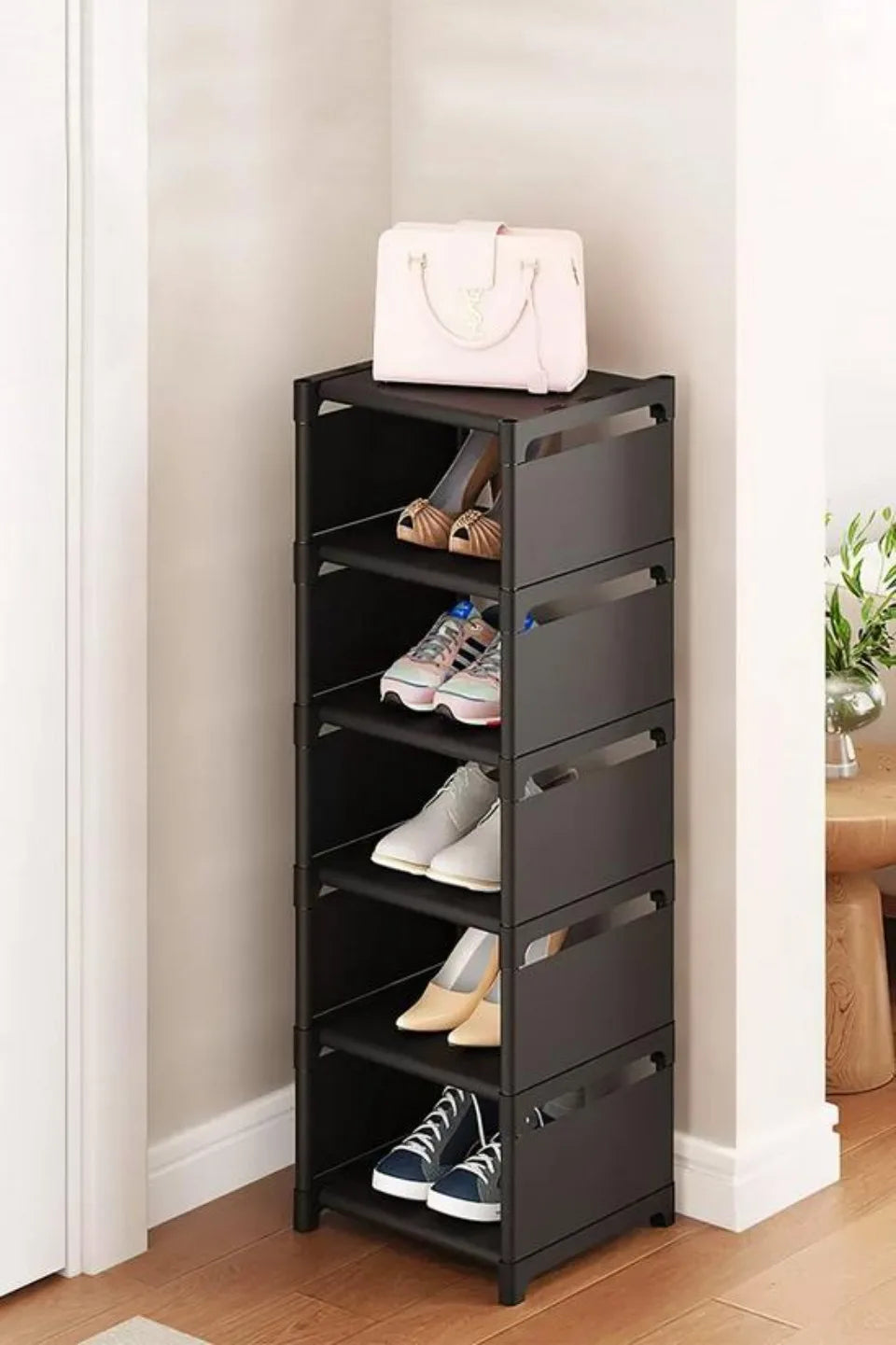 5/6/7/8-Tier Adjustable Shoes Storage Rack Stackable Shoe Cabinet Wall Corner Multiple Layers Modern Freestanding Shoe Organizer