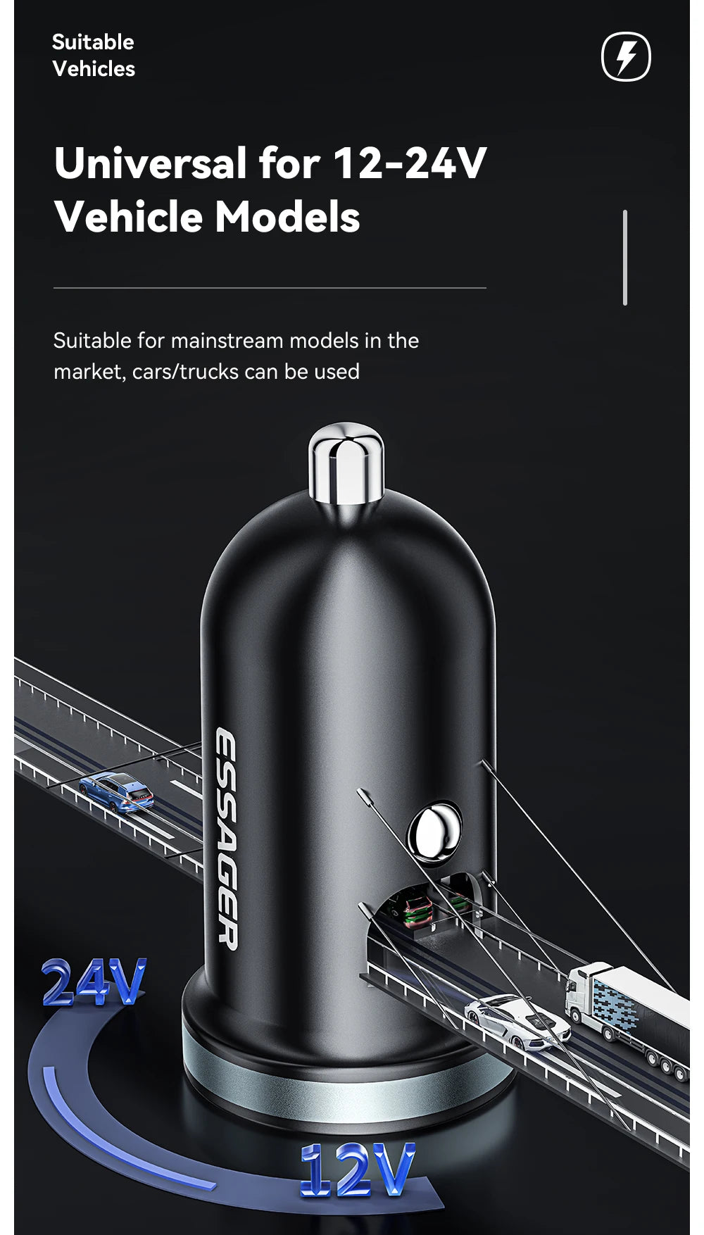 30W USB-C + USB-A Fast Car Charger (PD + QC 3.0)