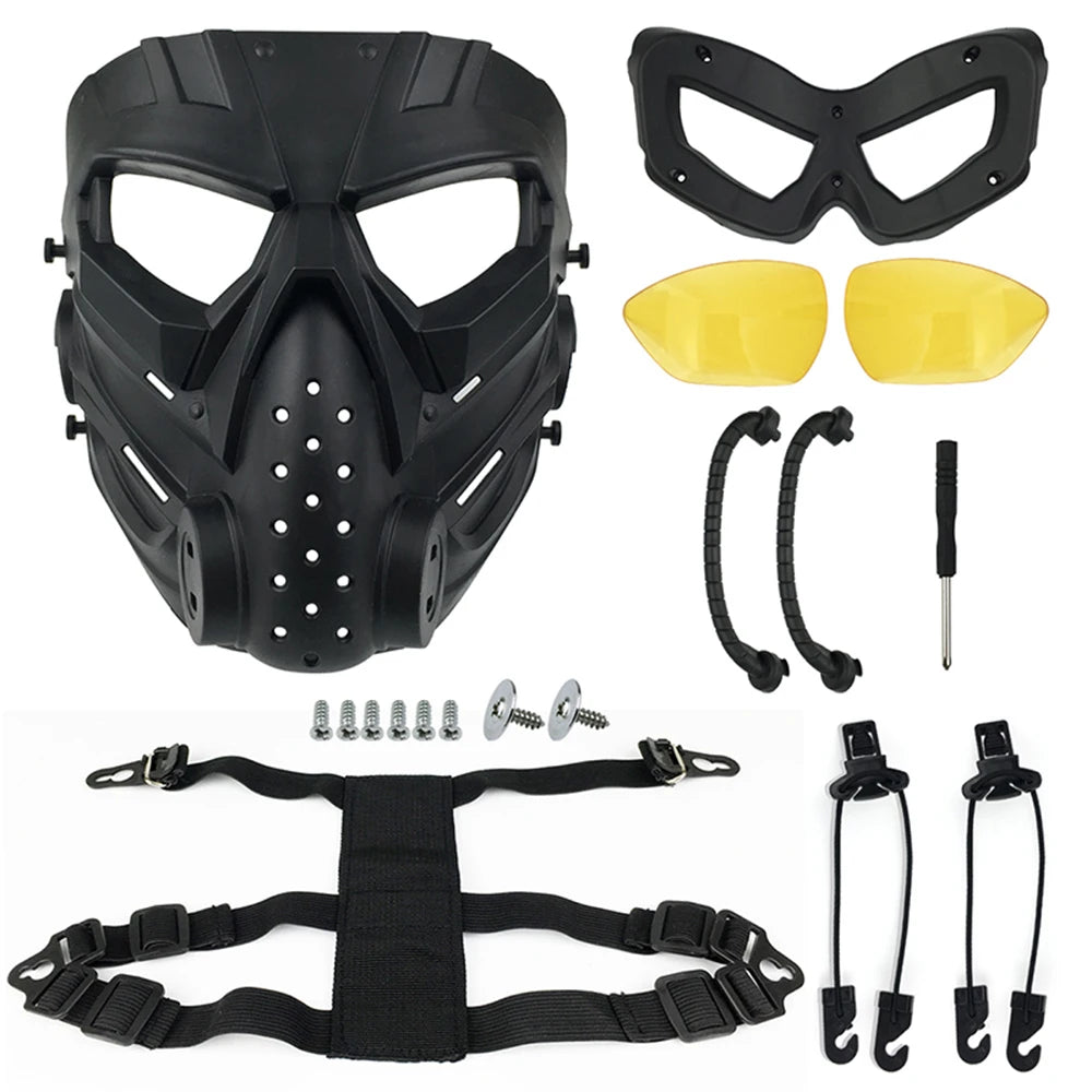 Airsoft Masks Defensive PC Lens Skull Mask Outdoor Shooting Mouth Mask Hunting Tactical Paintball Protection Face Mask