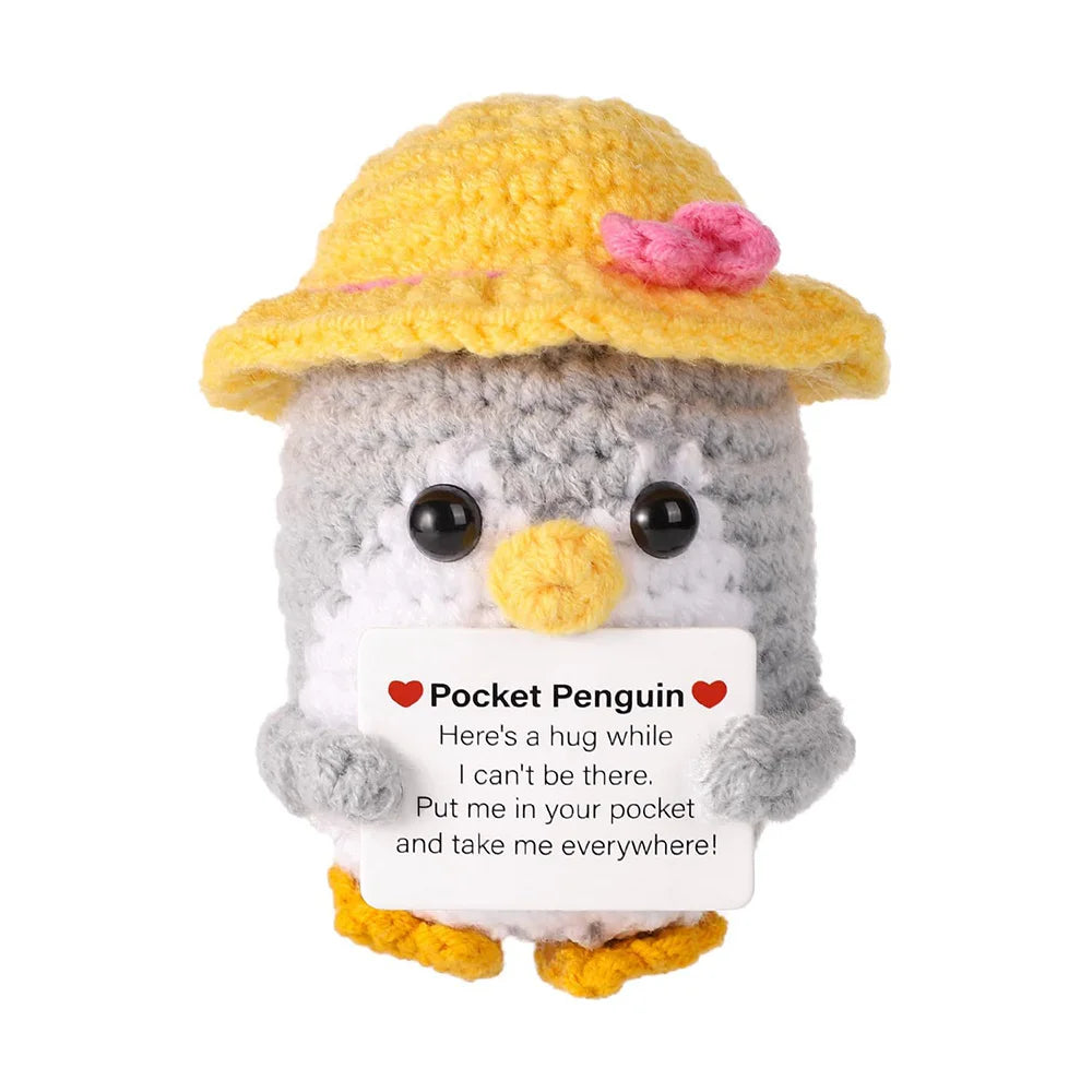3 Pcs Crochet Flower Penguin Doll Decoration Desk Accessories Kawaii Positive Energy Pengniu Doll Home Room Decor Christmas Gift