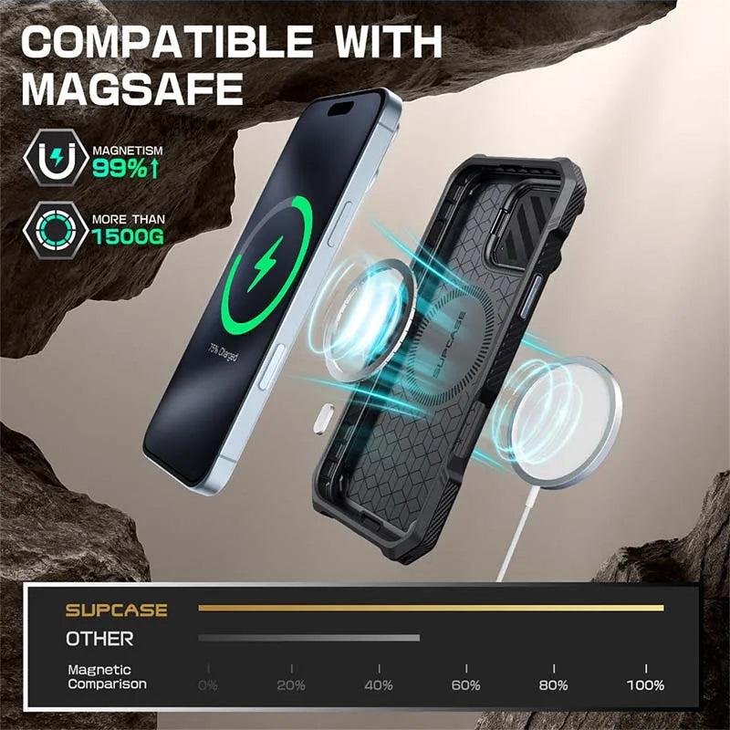 For iPhone 16 Case 6.1" 2024 UB Mag XT Heavy Duty Rugged Strong  Phone Case with Camera Cover Kickstand