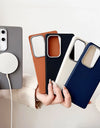 Luxury Leather Pattern For Magsafe Magnetic Phone Case For Samsung S25 Ultra S24 Plus S23 S22 S21 S20 FE Matte Shockproof Cover
