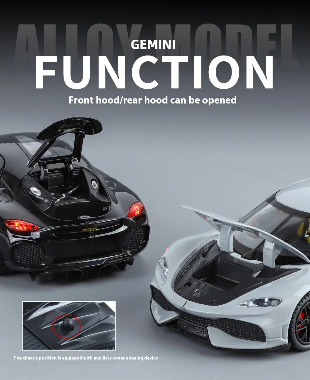 1:24 Gemera GT Sports Car Alloy Diecast Metal Model Sound Light Pull Back Toy Boys Simulation Car Model Ornament Present