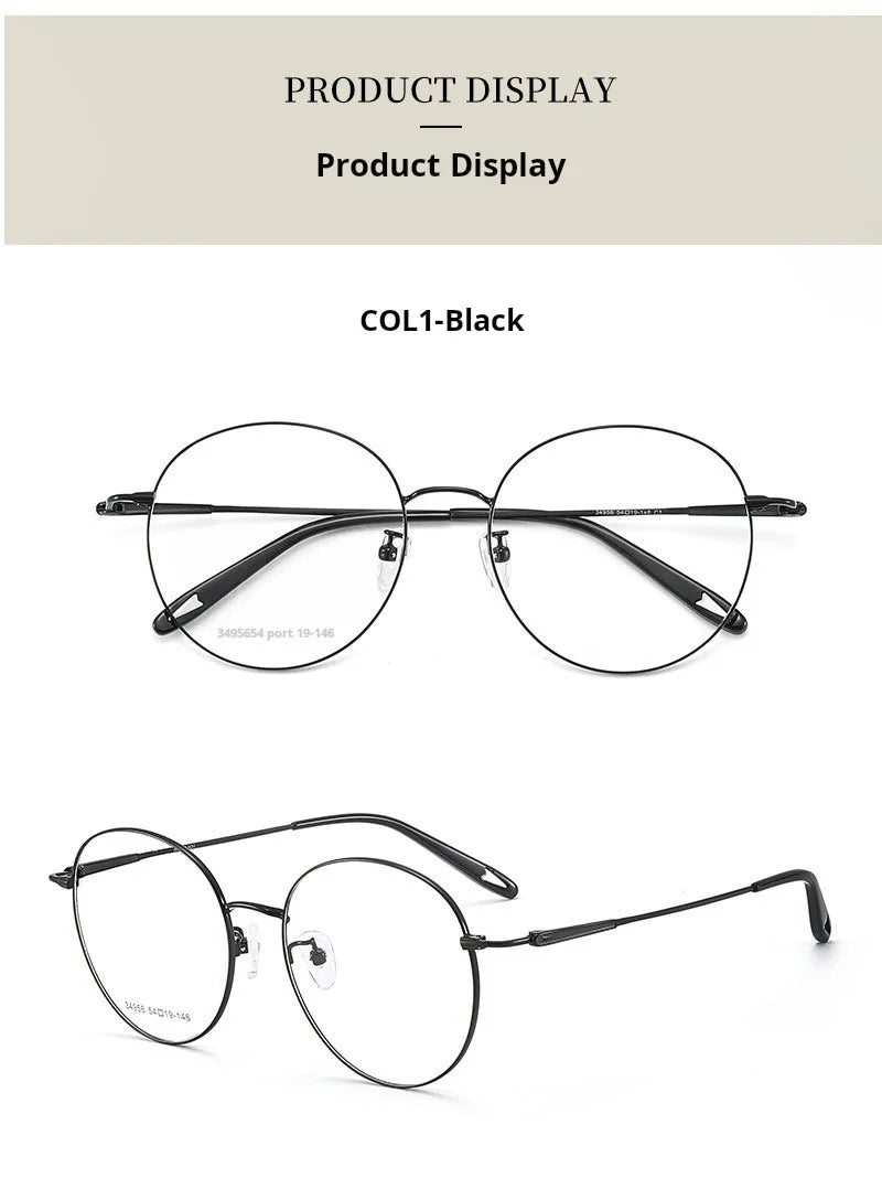 Retro Round Lightweight Alloy Eyeglasses Frames