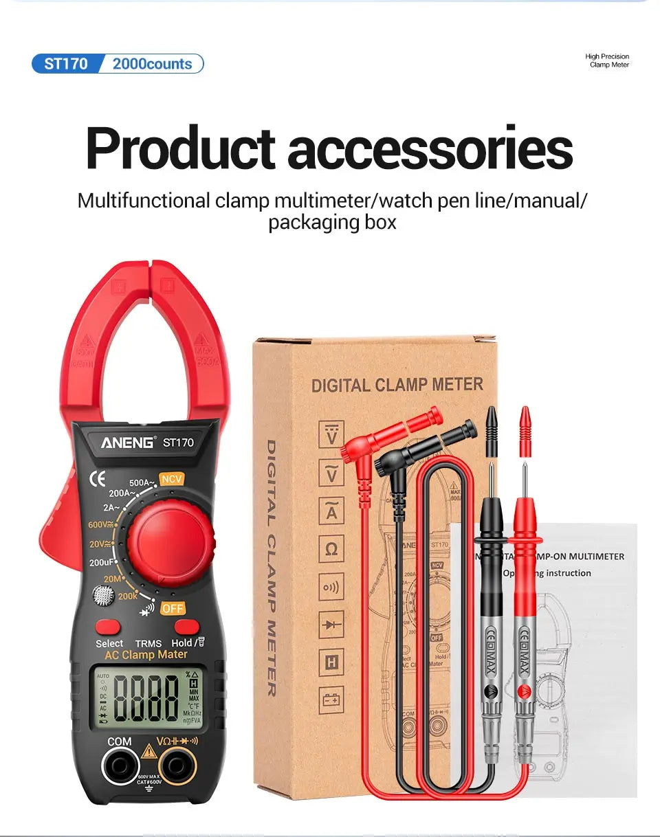 Clamp Meter Multimeter With HD Backlight Display Screen Mini Amperimetric Clamp Tester Noncontact Electrician Tools