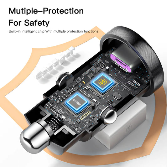 30W / 45W USB-C + USB-A Fast Car Charger (PD + QC 4.0)