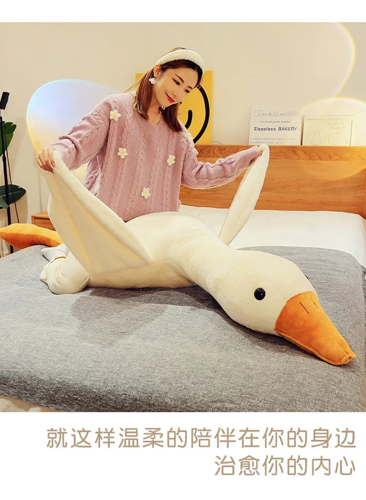 50-160cm Big White Goose Plush Toy Giant Duck Doll Soft Stuffed Animal Goose Sleeping Pillow Sofa Cushion Birthday Gift for Kids