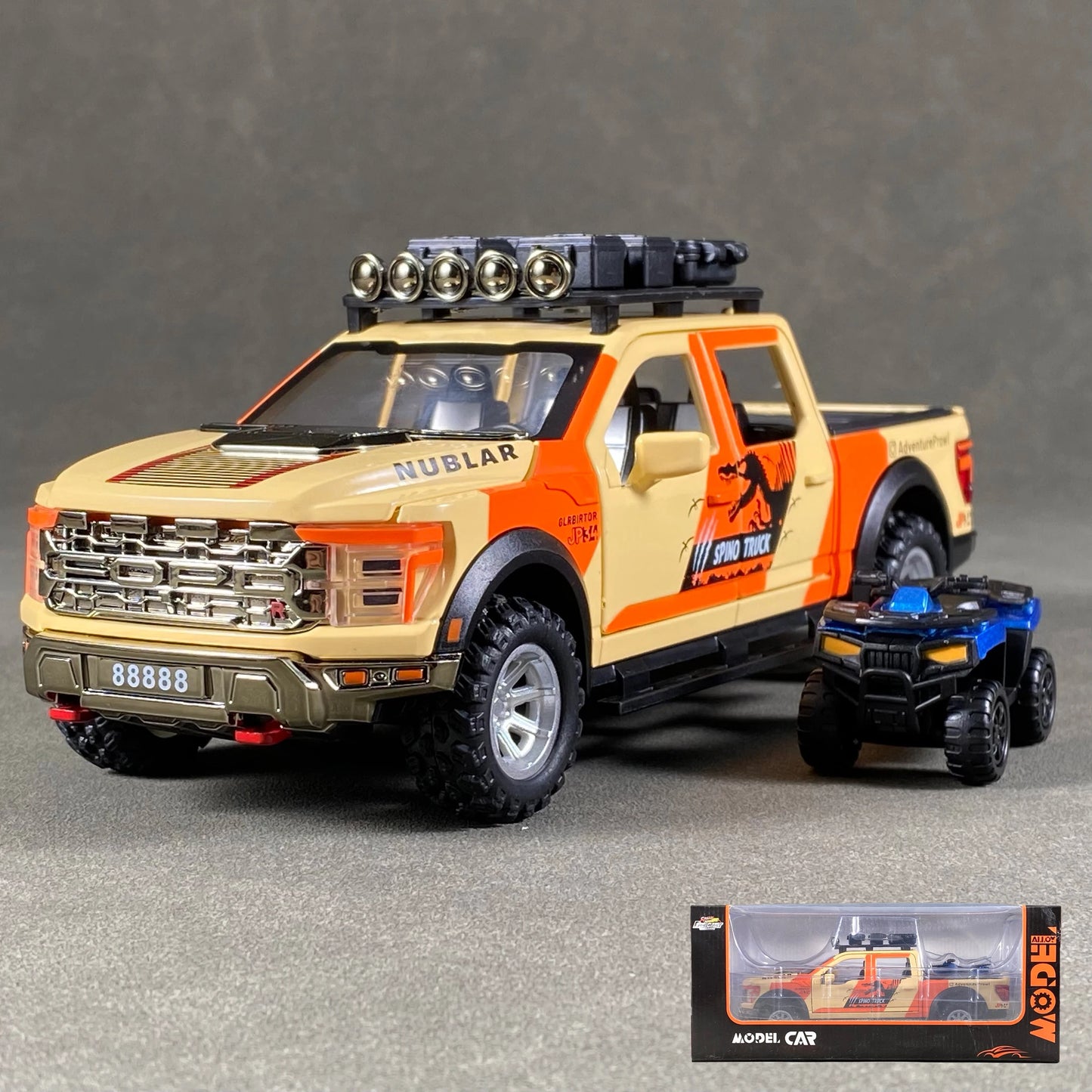 1:24 F150 Off Road Pickup Truck Alloy Diecast Metal Model Sound & Light Pull Back Toy Trendy Display Birthday Present For Friend