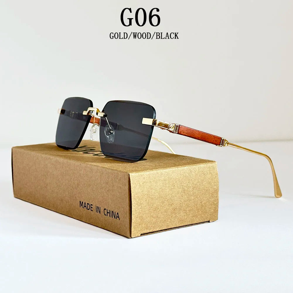 Rimless Square Sunglasses With UV400 Protection