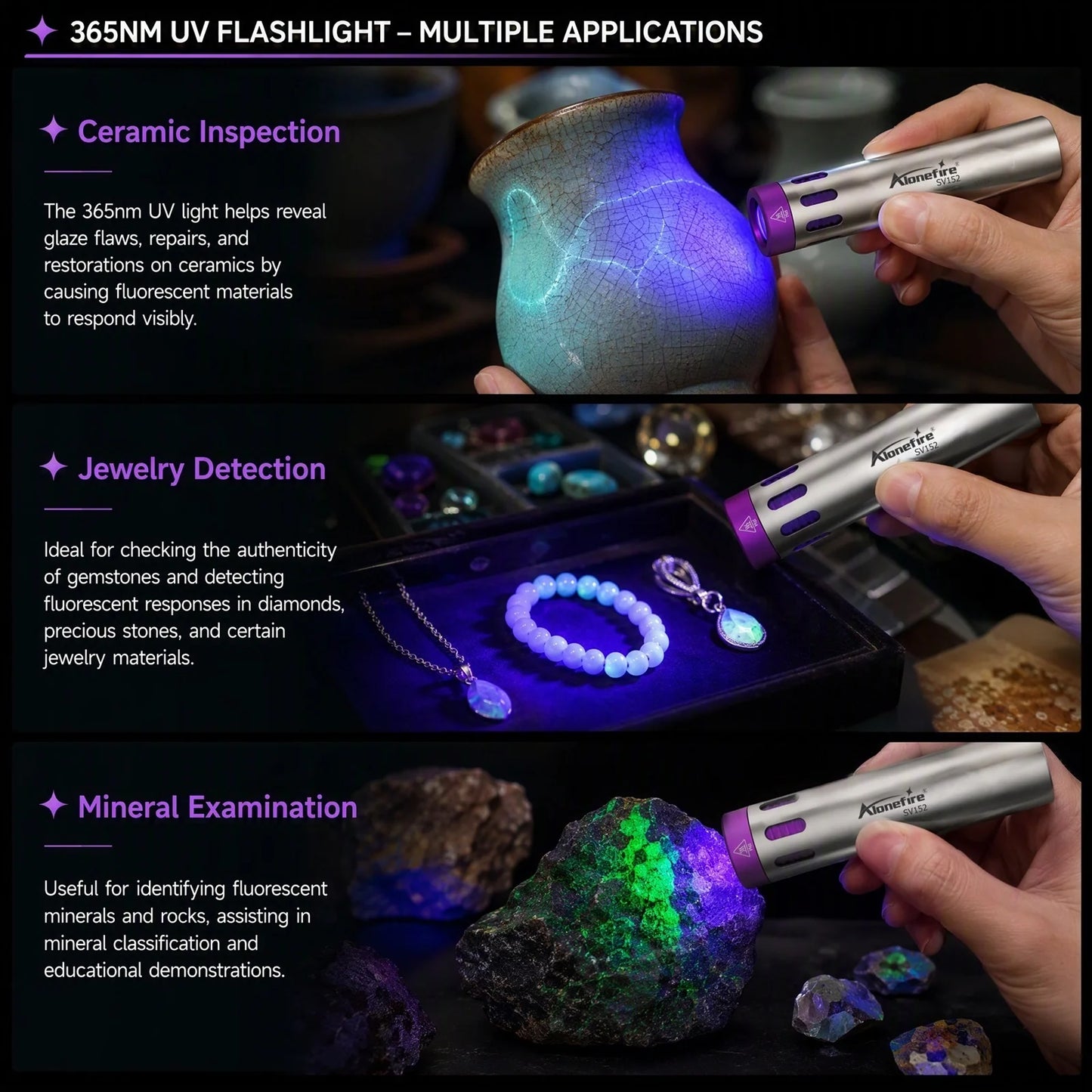 10W 365nm Dual Core UV Rechargeable Blacklight Flashlight