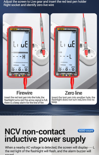 Rechargeable Digital Professional Multimeter Non-contact Voltage Tester AC/DC Voltage Meter LCD Screen Current Tester