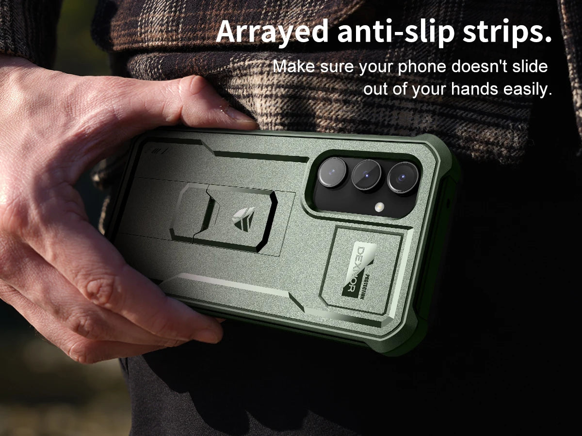 For Samsung Galaxy S23 FE 360 Full Body Bumper Military Grade Armor Shockproof Shell Case Bracket with Built in Screen Protector
