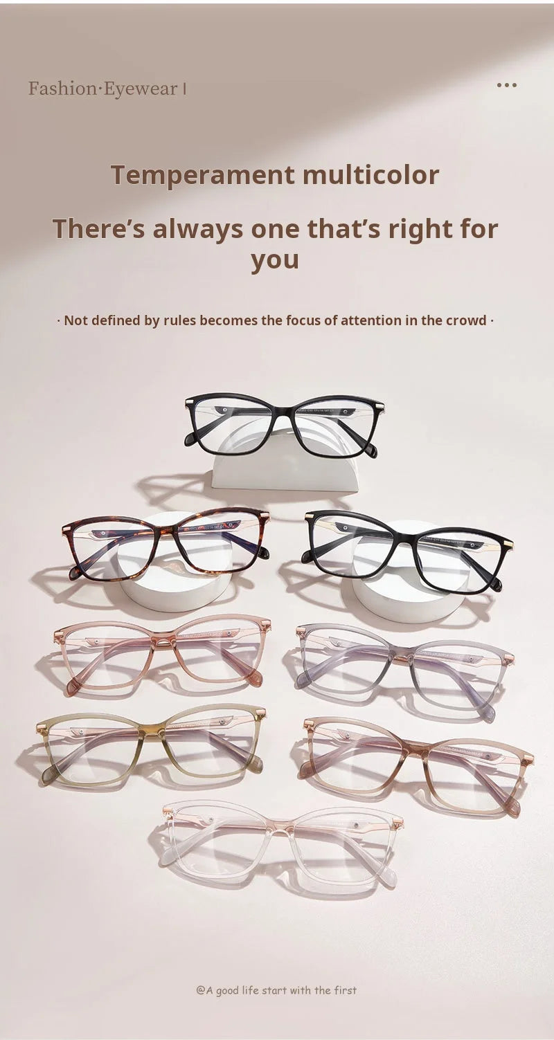 Retro Square Cat Eye Lightweight TR90 Eyeglasses Frames for Women
